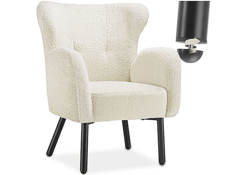 tectake Relaxsessel Polstersessel mit Bouclé-Bezug, Belastbarkeit 120 kg, 7 günstig online kaufen