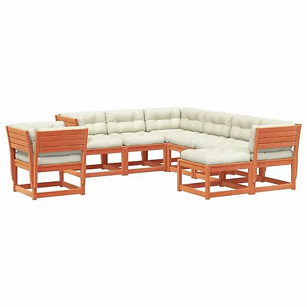 vidaXL 8Tlg Garten-Lounge-Set mit Kissen Wachsbraun Massivholz Kiefer 32169 günstig online kaufen