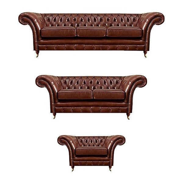 JVmoebel Chesterfield-Sofa Couchgarnituren 3tlg Polster Sitz Sessel Chester günstig online kaufen