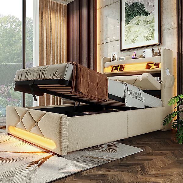 TavilaEcon Boxspringbett Polsterbett mit hydraulischem Stauraum, günstig online kaufen