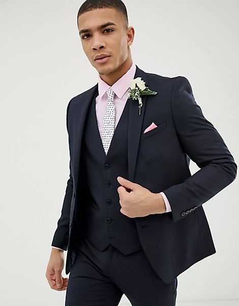 Burton Menswear – Marineblaue Hochzeit-Anzugsjacke in enger Passform günstig online kaufen