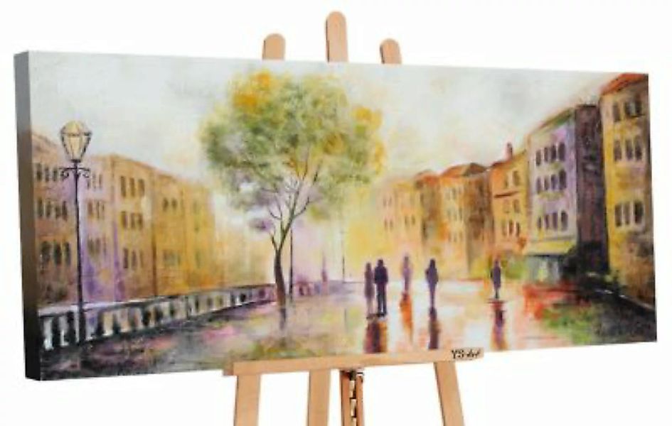 YS-Art™ "Gemälde Acryl ""Morgenfrühe Stadt"" handgemalt auf Leinwand 115x50 günstig online kaufen