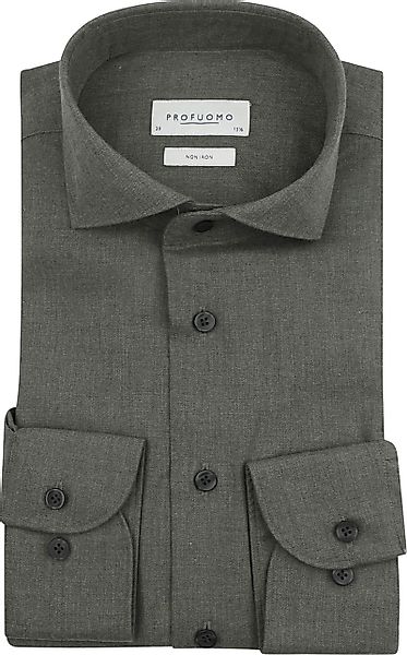 Profuomo Hemd Peached Twill Flanell Grün - Größe 39 günstig online kaufen
