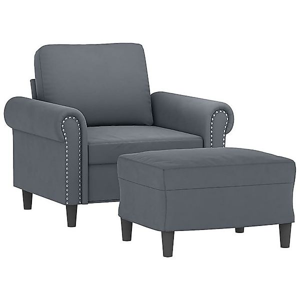 vidaXL Sofa Sessel mit Hocker Dunkelgrau 60 cm Samt günstig online kaufen