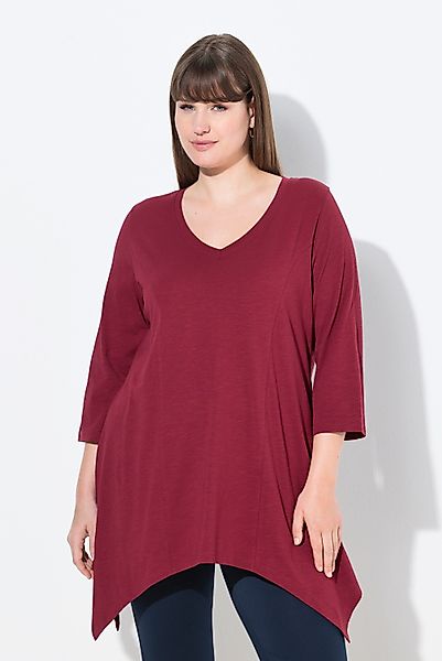 Ulla Popken T-Shirt Shirt Zipfelsaum V-Ausschnitt günstig online kaufen