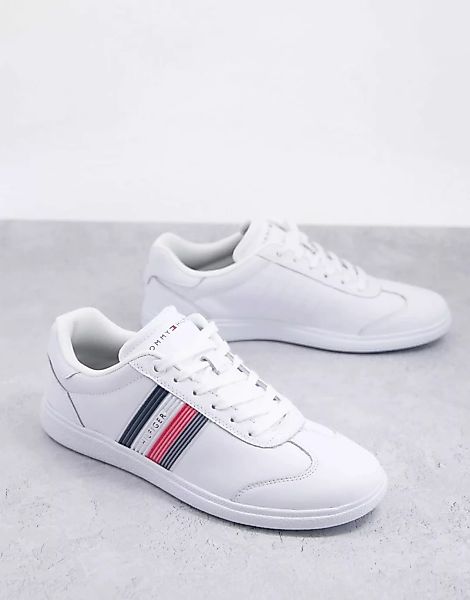 Tommy Hilfiger – Corporate – Ledersneaker in Weiß mit seitlichem Logo günstig online kaufen