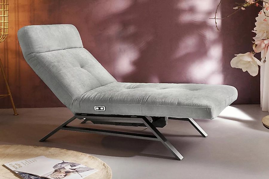 B-Ware KAWOLA Liege AMERIVA Sessel Relaxliege Velvet silber günstig online kaufen