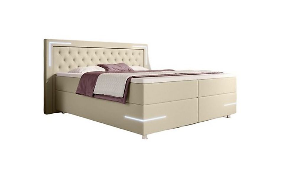 Luxusbetten24 Boxspringbett Verona, mit LED-Beleuchtung und Kunstlederbezug günstig online kaufen