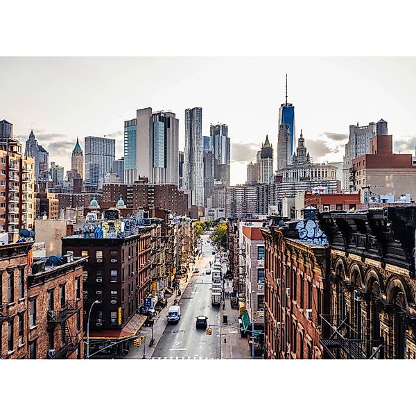 Fototapete New York Braun Grau Weiß Blau 3,50 m x 2,55 m FSC® günstig online kaufen
