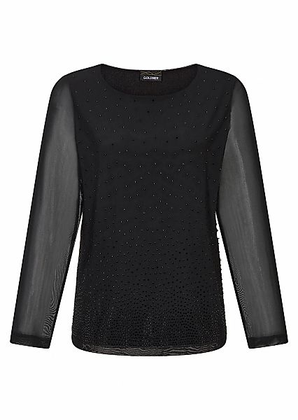 GOLDNER Langarmshirt "Shirt aus Mesh mit Glitzersteinen" Glitzersteine günstig online kaufen