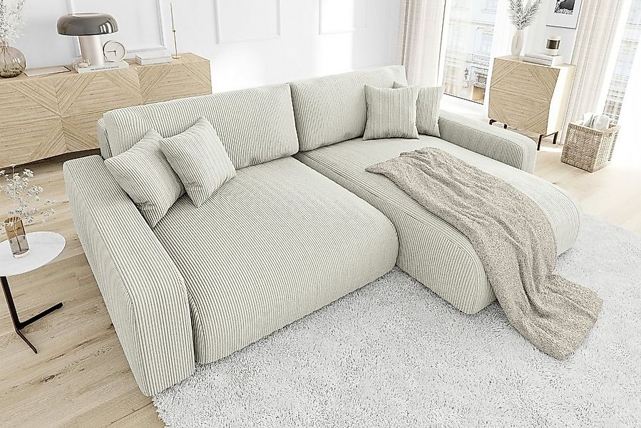 S-Style Möbel Ecksofa Emma mit Bettfunktion in Cord-Stoff, schöner Sitzkomf günstig online kaufen