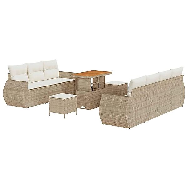 vidaXL Garten-Sofa-Set 10-Tlg Beige Poly Rattan 3361841 günstig online kaufen