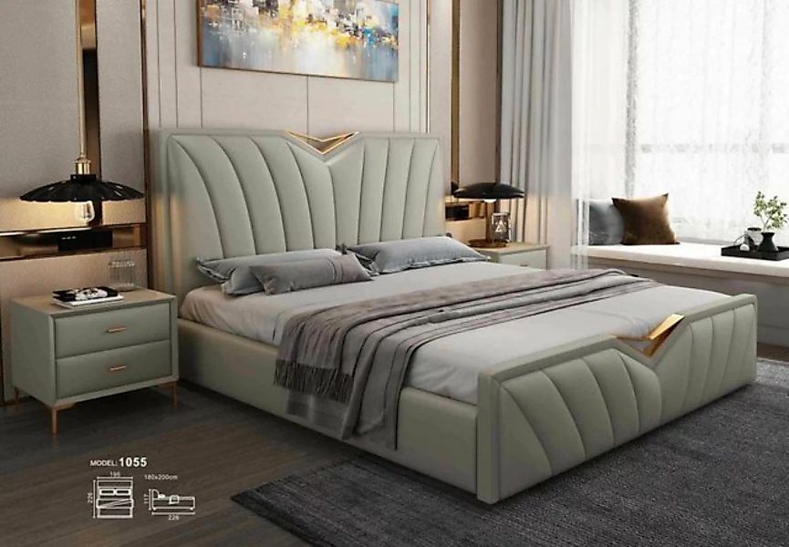 JVmoebel Bett, Designer Bett Schlafzimmer Betten Leder Hotel Luxus Polster günstig online kaufen