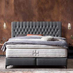 BettCo Boxspringbett Chester (in Dunkelgrau Velours, günstig online kaufen