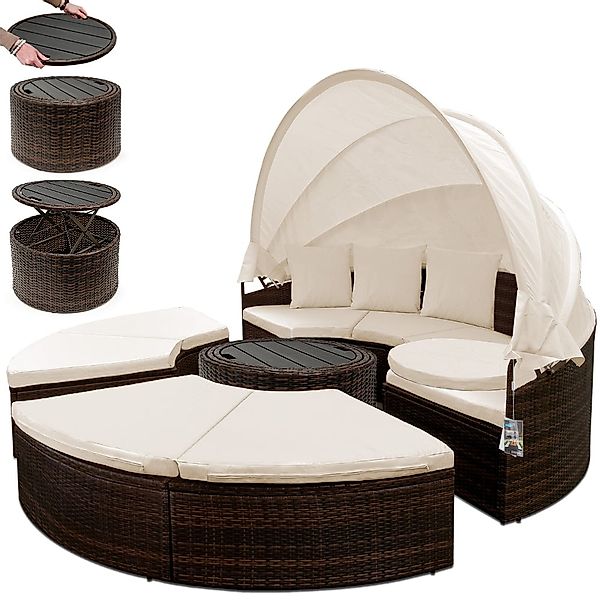 Casaria Sonneninsel Braun, 185cm Sonnenliege Polyrattan günstig online kaufen