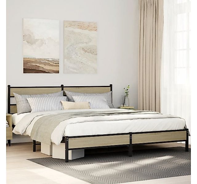 vidaXL Bett Metallbett ohne Matratze Sonoma-Eiche günstig online kaufen