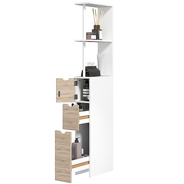 HOMCOM Badezimmerschrank, platzsparendes Holz Badezimmermöbel, Schrank mit günstig online kaufen