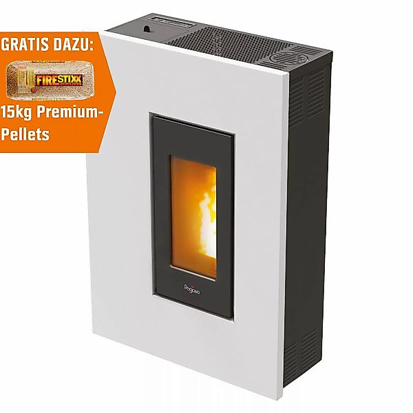 PEGASO Pelletofen Madison Stahl Weiß 5,3 kW mit Automatik günstig online kaufen