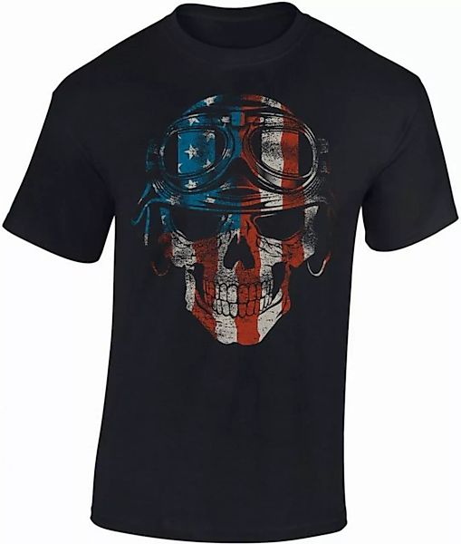 Baddery Print-Shirt Biker Shirt: American Biker - Motorrad T-Shirt, hochwer günstig online kaufen