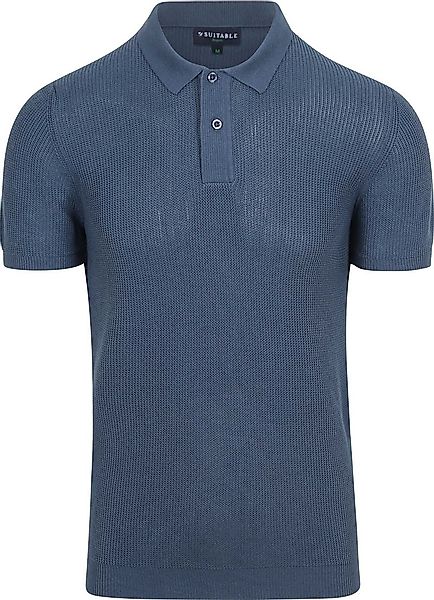 Suitable Respect Poloshirt Structure Knit Blau - Größe S günstig online kaufen