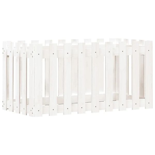 vidaXL Hochbeet Lattenzaun-Design Weiß 100x50x50 cm Massivholz Kiefer 83247 günstig online kaufen