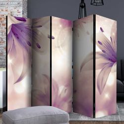 Paravent in Creme und Fliederfarben Lilien Motiv günstig online kaufen