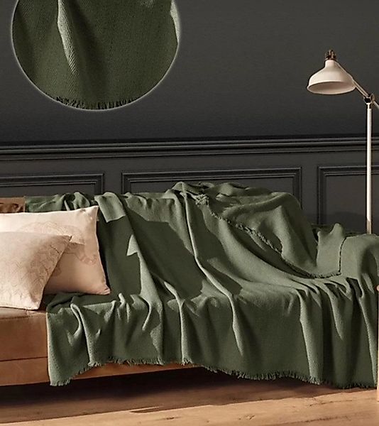 Wohndecke Wohndecke Mea in Olivgrün 100% günstig online kaufen