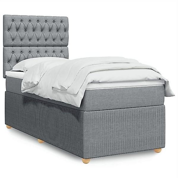 vidaXL Boxspringbett, Boxspringbett mit Matratze Hellgrau 90x200 cm Stoff günstig online kaufen