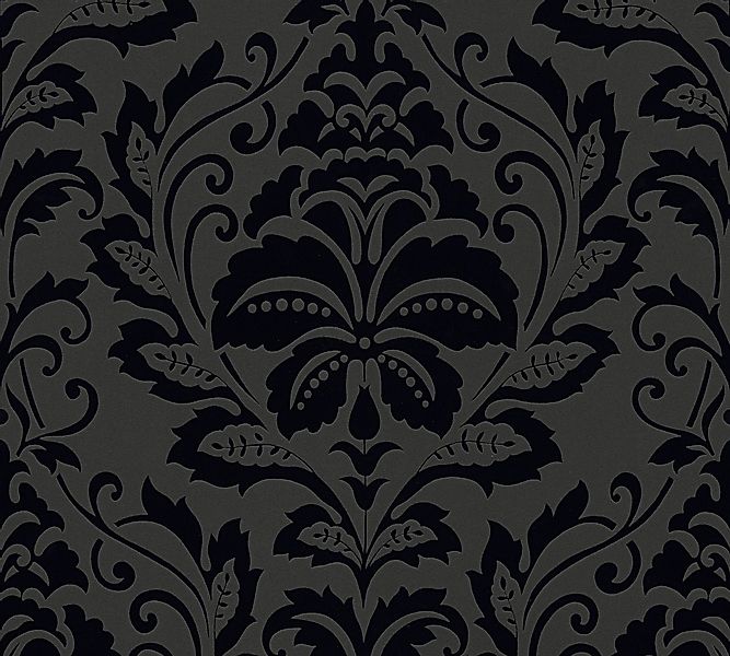 Bricoflor Neobarock Tapete Schwarz Grau Ornament Vliestapete mit Vinyl Must günstig online kaufen