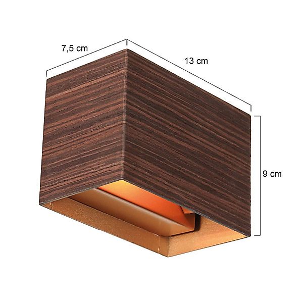 LED-Wandleuchte Muro 3365, Holzoptik, eckig, G9, 2.700 K günstig online kaufen