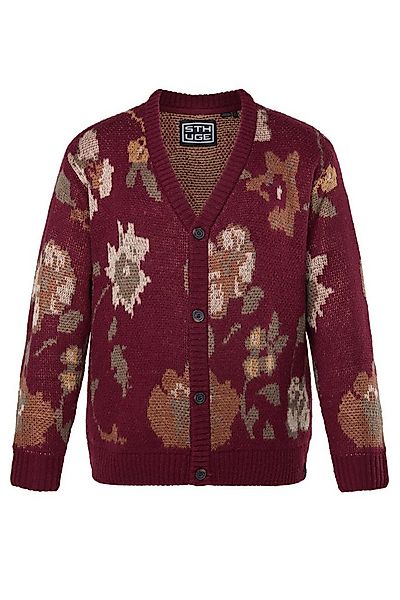 STHUGE Poloshirt Strickjacke oversized florales Strickmuster günstig online kaufen