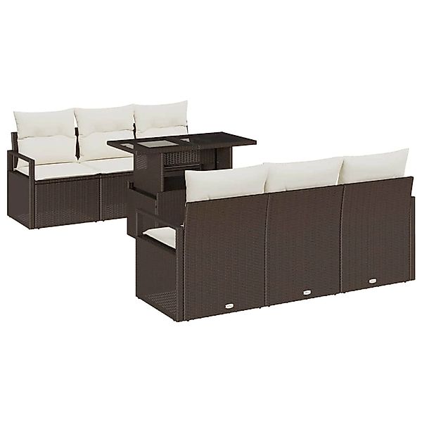 vidaXL Garten-Sofa-Set mit Speicher 7-Tlg Braun Poly Rattan 3357481 günstig online kaufen