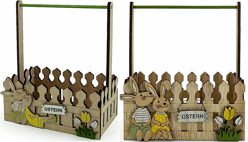 NOOR LIVING Osterfigur "Osterkörbchen", Osterdekoration, Osterkorb aus Holz günstig online kaufen