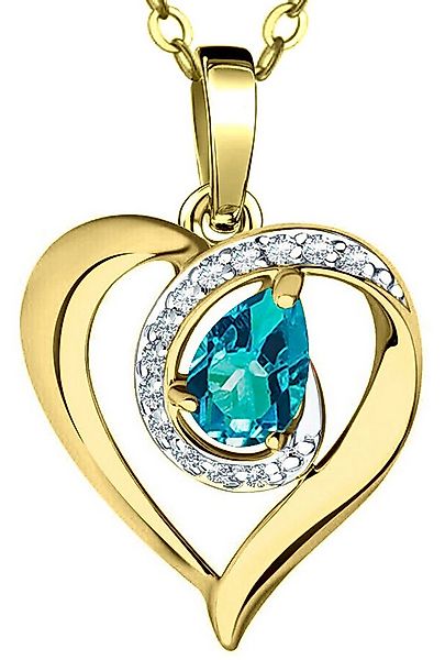 Limana Herzkette Damen echter Opal blau 925 Silber vergoldet gold Kette mit günstig online kaufen
