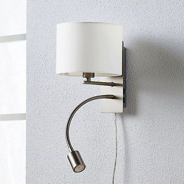 Lindby Wandlampe Florens, nickel, Leselampe, Stecker, E14 günstig online kaufen