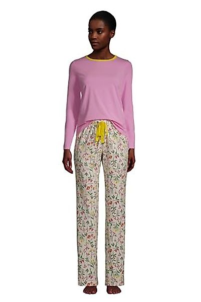 Gemustertes Jersey Pyjama-Set, Damen, Größe: L Normal, Elfenbein, by Lands' günstig online kaufen