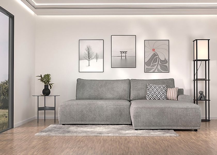 TRENDMANUFAKTUR Ecksofa "Fordon II, Schlafsofa mit Bettkasten, Couch in L-F günstig online kaufen