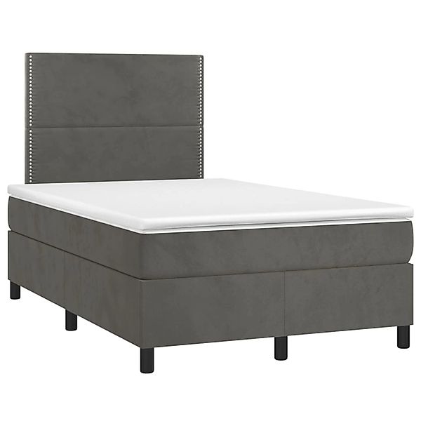 vidaXL Boxspringbett mit Matratze & LED Dunkelgrau 120x200 cm Samt 3136054 günstig online kaufen