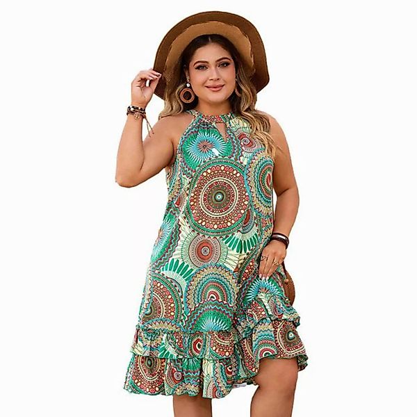 AUKUU Sommerkleid Bohemian ärmelloses Halfter bedrucktes Kleid, überdimensi günstig online kaufen