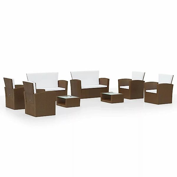 8-tlg. Garten-lounge-set Mit Auflagen Poly Rattan Braun günstig online kaufen