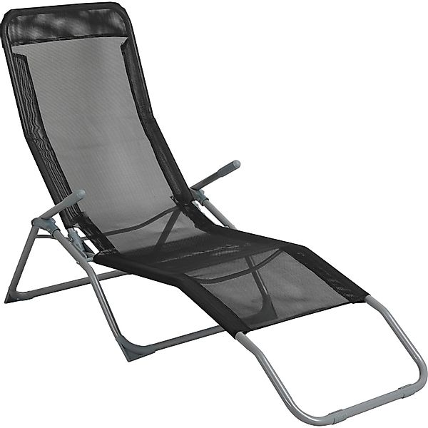 Sonnenliege Pando Klappbar 141 cm x 61 cm x 57-95 cm Schwarz günstig online kaufen