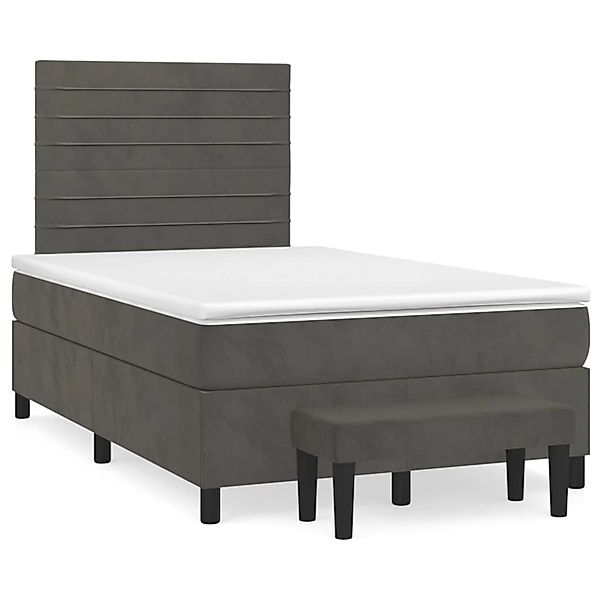 vidaXL Boxspringbett mit Matratze Dunkelgrau 120x200 cm Samt1359495 günstig online kaufen