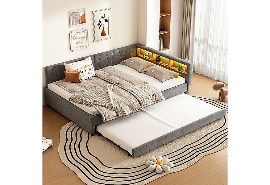 HAUSS SPOLE Schlafsofa 140x200cm mit USB+Typ C, LED-Licht, ausziehbarem Bet günstig online kaufen
