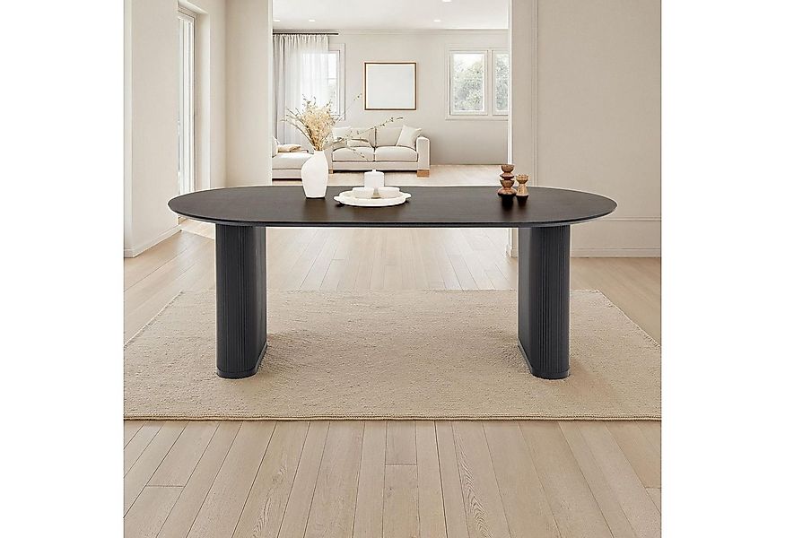 IDIMEX Esstisch DONOVAN, Küchentisch oval 200x100 Holzoptik moderns Lamelle günstig online kaufen