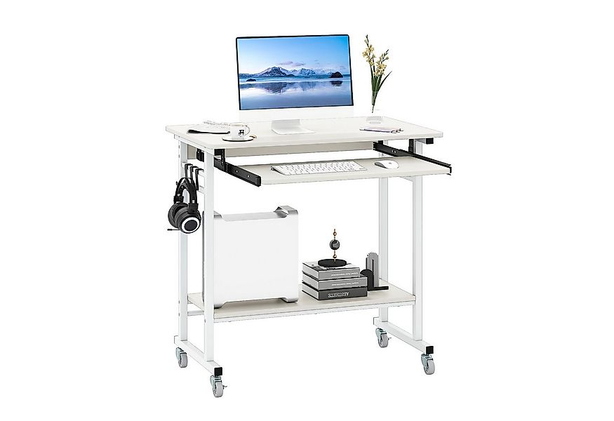 COSTWAY Computertisch, mit Rollen & Tastaturablage, platzsparend, 80x50x78c günstig online kaufen