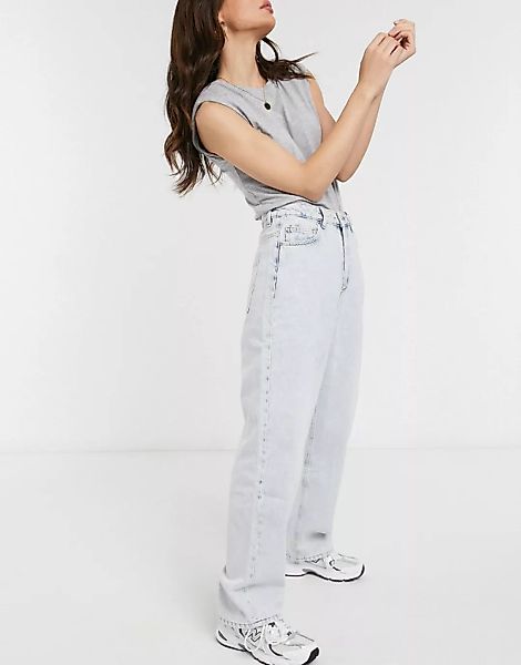 ​​​​​​​ASOS DESIGN – Lässige Dad-Jeans mit hohem Bund in Bleach-Waschung-Bl günstig online kaufen