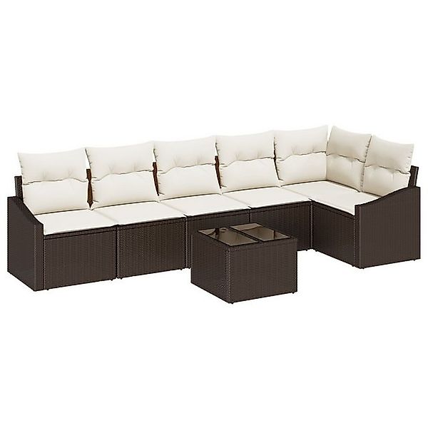 vidaXL Loungesofa 6-tlg. Garten-Sofagarnitur mit Kissen Grau Poly Rattan, 7 günstig online kaufen