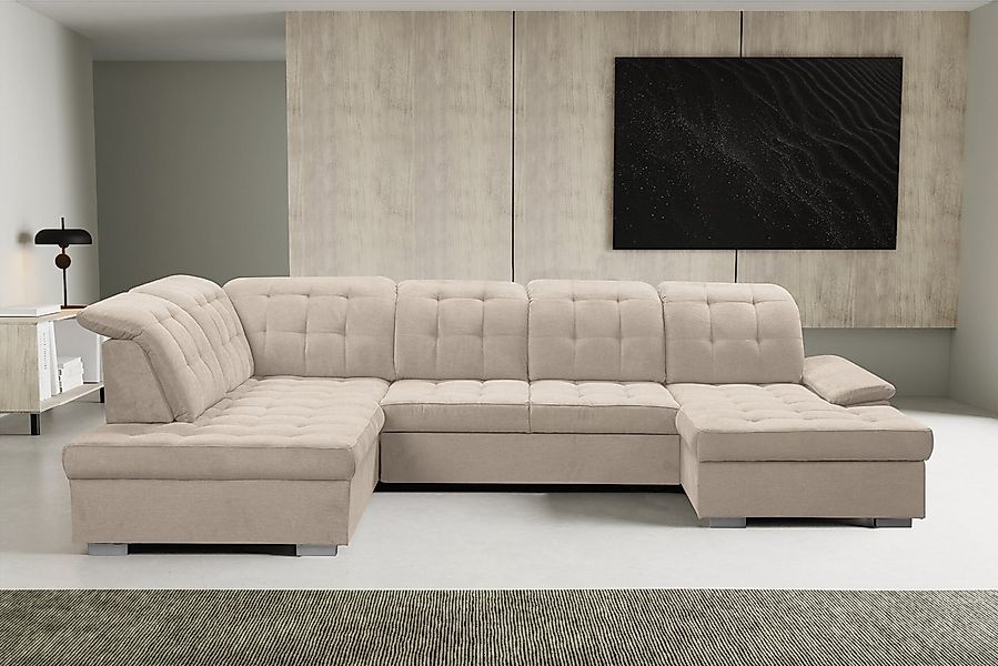 WERK2 Wohnlandschaft Kordula-New Multifunktion Couch, Breite 332cm, U-Form, günstig online kaufen