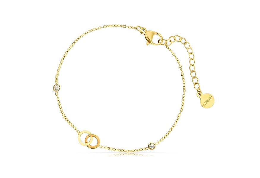 Made by Nami Armband Edelstahl Damen Gold mit zwei Edelsteinen & zwei verwu günstig online kaufen