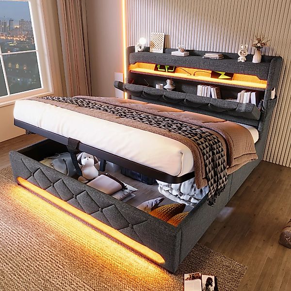 STILVORA Polsterbett 140×200 mit matratze,Stauraumbett Doppelbett günstig online kaufen